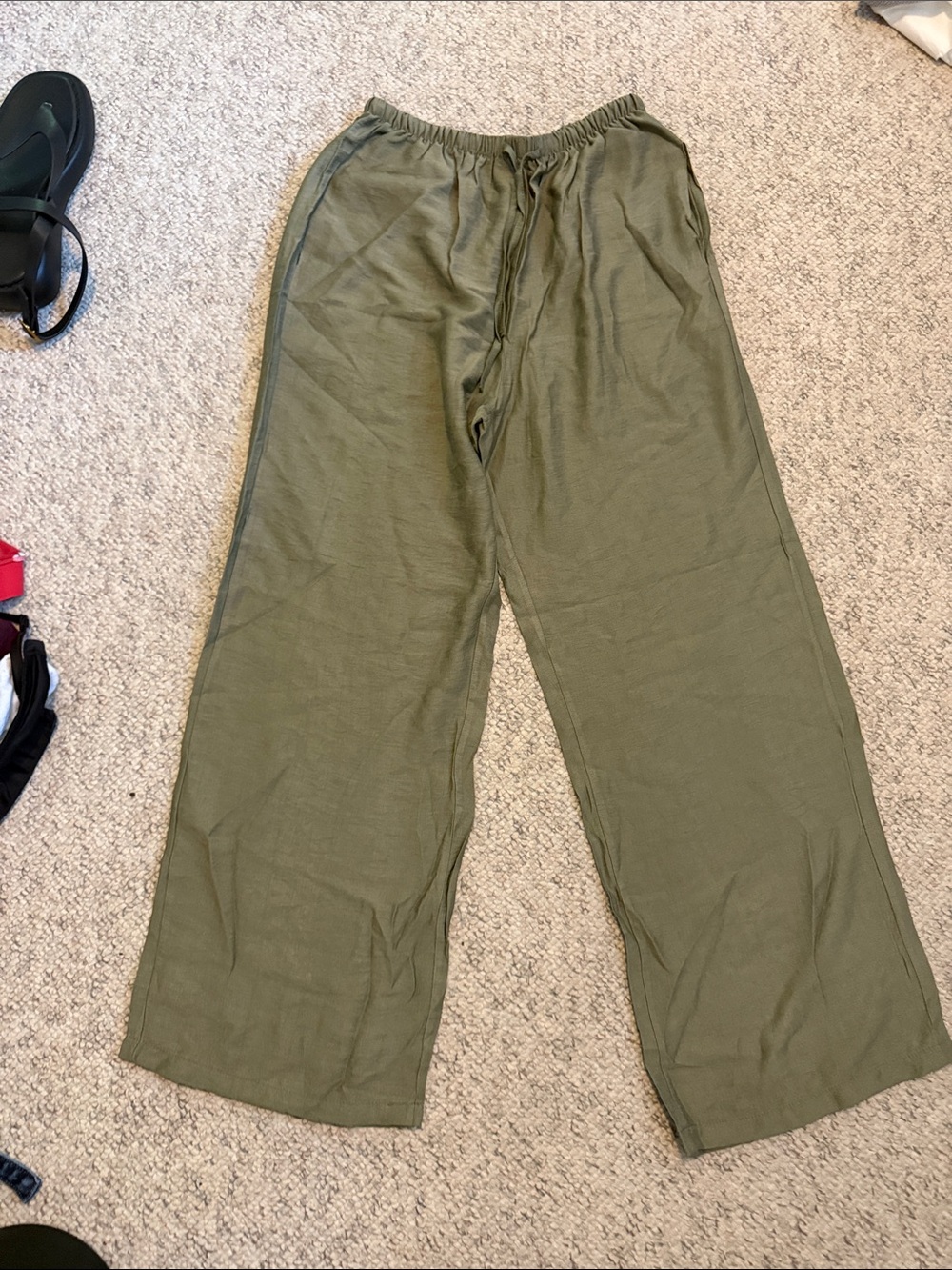 Marshalls Olive Drawstring Wide-Leg Pants